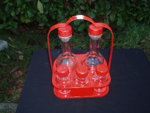 set per olio aceto sale e pepe rosso