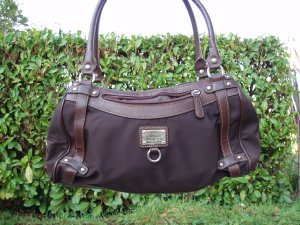 borsa con manici in pelle marrone