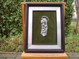 madonna con bambino in peltro