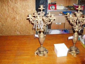 coppia candelabri antichi in ottone