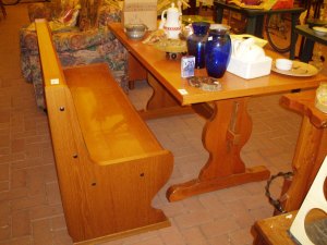 vista laterale cassapanca in abete